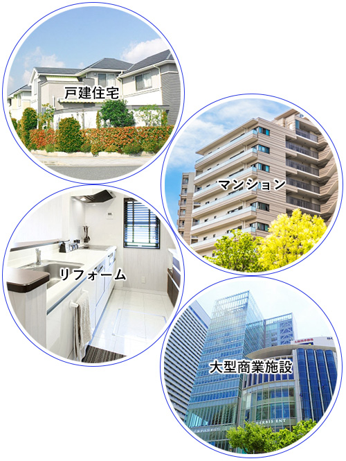 戸建住宅、マンション、リフォーム、大型商業施設